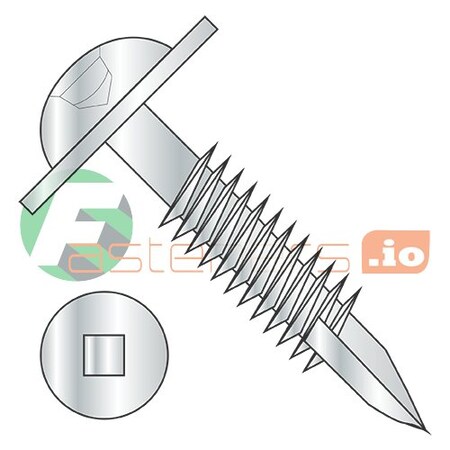 Newport Fasteners Wood Screw, #7, 1-1/4 in, Zinc Plated Steel Flange Round Head Square Drive, 7000 PK 140398